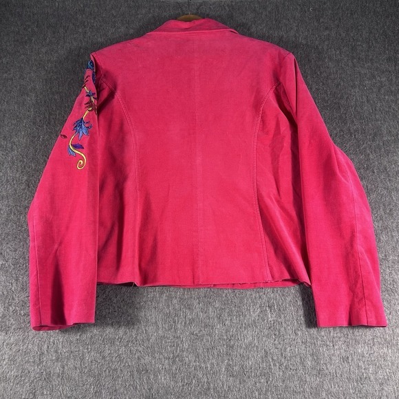 Morgan Cole embroidered cropped jacket‎ Blazer Sz XL Bright  Pink Lined magenta - Picture 2 of 8